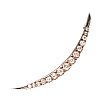 WHITE METAL ON GOLD DIAMOND CRESCENT BROOCH at Ross's Online Art Auctions