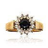 18CT GOLD SAPPHIRE & CUBIC ZIRCONIA RING at Ross's Online Art Auctions