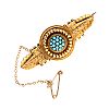 15CT GOLD TURQUOISE BROOCH at Ross's Online Art Auctions
