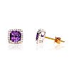 18CT GOLD AMETHYST & DIAMOND EARRINGS at Ross's Online Art Auctions