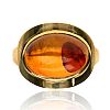 9CT GOLD AMBER RING at Ross's Online Art Auctions