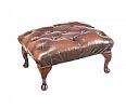 DEEP BUTTONED LEATHER STOOL at Ross's Online Art Auctions