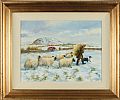 WINTER FEEDING NEAR SLEMISH, COUNTY ANTRIM by Noel Shaw at Ross's Online Art Auctions