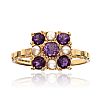 9CT GOLD AMETHYST & PEARL RING at Ross's Online Art Auctions