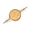 9CT GOLD MOUNTED SOVEREIGN BROOCH at Ross's Online Art Auctions
