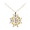 9CT GOLD PERIDOT & SEED PEARL PENDANT & CHAIN at Ross's Online Art Auctions
