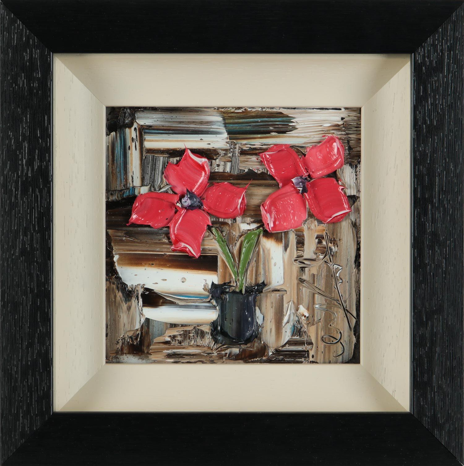 RED FLOWERS IN A VASE by Colin Flack at Ross's Online Art Auctions
