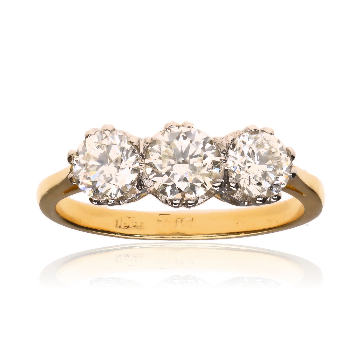 18CT GOLD & PLATINUM THREE STONE DIAMOND RING at Ross's Online Art Auctions