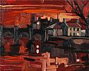 DARK EVENING WITH BRIDGE by Colin Davidson RUA at Ross's Online Art Auctions