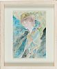 LADY IN BLUE by Piet Sluis at Ross's Online Art Auctions