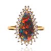 18CT GOLD OPAL DOUBLET & DIAMOND RING at Ross's Online Art Auctions