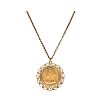 9CT GOLD MOUNTED FULL SOVEREIGN & GOLD CHAIN at Ross's Online Art Auctions