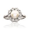 PLATINUM PEARL & DIAMOND RING at Ross's Online Art Auctions