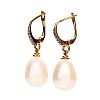 14CT GOLD PEARL & DIAMOND EARRINGS at Ross's Online Art Auctions