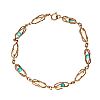 9CT GOLD TURQUOISE & PEARL BRACELET at Ross's Online Art Auctions