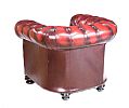 DEEP BUTTONED OXBLOOD LEATHER TUB CHAIR at Ross's Online Art Auctions