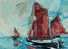 GALWAY HOOKERS by Colin Davidson RUA at Ross's Online Art Auctions