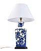 PAIR OF BLUE & WHITE TABLE LAMPS & SHADES at Ross's Online Art Auctions