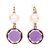 18CT GOLD AMETHYST & PEARL EARRINGS at Ross's Online Art Auctions