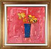 STILL LIFE - YELLOW FLOWERS IN A BLUE VASE by Colin Flack at Ross's Online Art Auctions
