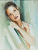 GIRL BY THE GREEN CURTAIN by Maurice Oliphant at Ross's Online Art Auctions