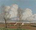 THATCHED COTTAGES, NORTH ANTRIM LANDSCAPE by Cyril Walter Bion at Ross's Online Art Auctions