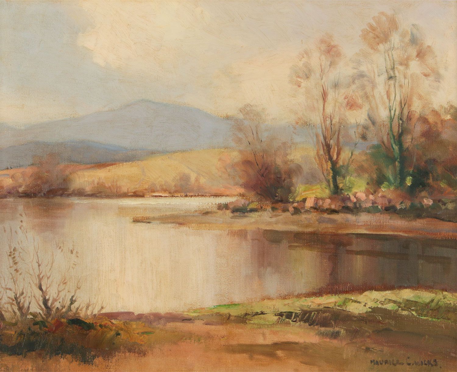 MCAULEY'S LAKE, BALLYNAHINCH, COUNTY DOWN by Maurice Canning Wilks ARHA RUA at Ross's Online Art Auctions
