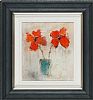 BURNT ORANGE FLOWERS IN A VASE by Colin Flack at Ross's Online Art Auctions