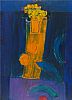 STILL LIFE YELLOW ON BLUE by Julia Burns at Ross's Online Art Auctions