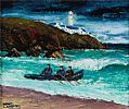 LAUNCHING THE CURRACH AT FANAD HEAD by Sean Loughrey at Ross's Online Art Auctions