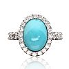 18CT WHITE GOLD TURQUOISE & DIAMOND RING at Ross's Online Art Auctions