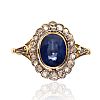 VICTORIAN 18CT GOLD SAPPHIRE & DIAMOND RING at Ross's Online Art Auctions