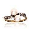 18CT GOLD NATURAL PEARL & DIAMOND RING at Ross's Online Art Auctions