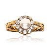 18CT GOLD PEARL & DIAMOND RING at Ross's Online Art Auctions