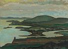 DISTANT MOUNTAINS BESIDE THE LOUGH by John F. Hunter RUA ARCA at Ross's Online Art Auctions