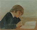 BOY WRITING by Cherith McKinstry RUA at Ross's Online Art Auctions