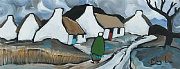 ON THE PATH THROUGH THE VILLAGE by Mary Lou at Ross's Online Art Auctions