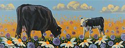 COWS GRAZING by Ronald Keefer at Ross's Online Art Auctions