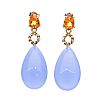 STERLING SILVER GOLD PLATED CITRINE & CHALCEDONY EARRINGS at Ross's Online Art Auctions