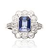 18CT WHITE GOLD SAPPHIRE & DIAMOND RING at Ross's Online Art Auctions