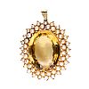 18CT GOLD CITRINE & PEARL PENDANT at Ross's Online Art Auctions
