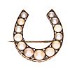HIGH CARAT GOLD PEARL & DIAMOND HORSESHOE BROOCH at Ross's Online Art Auctions