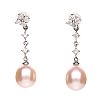 18CT WHITE GOLD FRESHWATER PEARL & DIAMOND DROP EARRINGS at Ross's Online Art Auctions