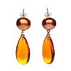 18CT ROSE GOLD PEARL & AMBER EARRINGS at Ross's Online Art Auctions