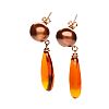 18CT ROSE GOLD PEARL & AMBER EARRINGS at Ross's Online Art Auctions