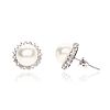14CT WHITE GOLD PEARL & DIAMOND EARRINGS at Ross's Online Art Auctions