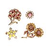 COLLECTION OF FOUR VINTAGE COSTUME BROOCHES at Ross's Online Art Auctions