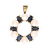 9CT GOLD SAPPHIRE & PEARL PENDANT at Ross's Online Art Auctions