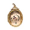 GOLD-TONE RUBY & SEED PEARL LOCKET at Ross's Online Art Auctions