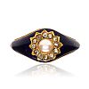HIGH CARAT GOLD ENAMEL, PEARL & DIAMOND RING at Ross's Online Art Auctions
